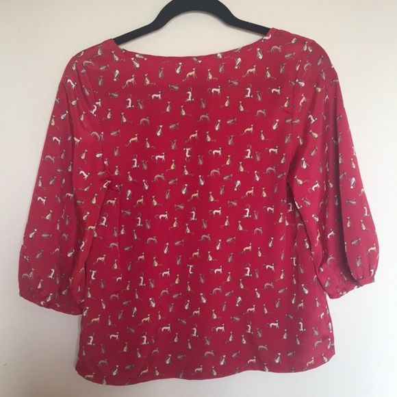 Audrey 3+1 Red Cat Blouse 3/4 Length Sleeves - Picture 4 of 6